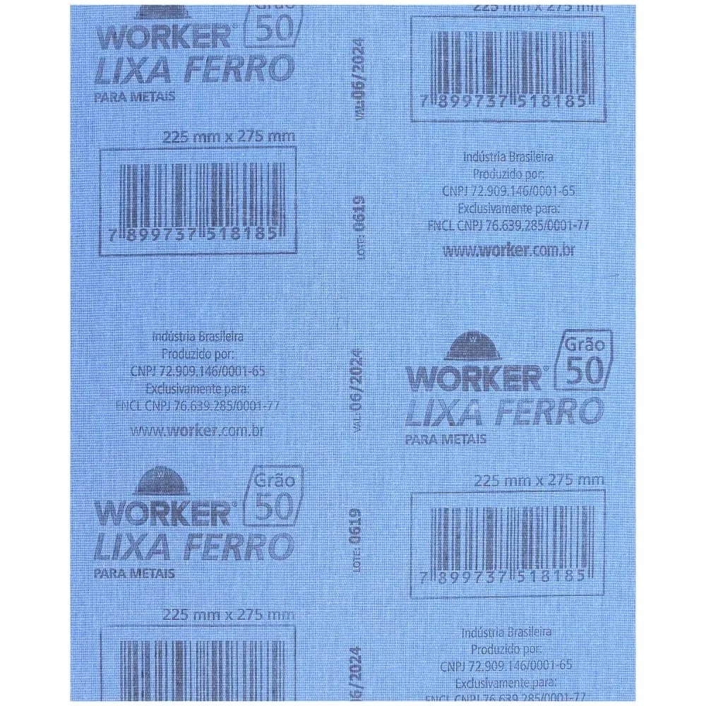 Lixa Ferro Para Desbaste Em Metais Grão 50 Worker - Imagem 2