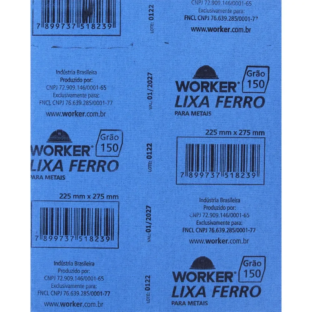 Lixa Ferro Para Semiacabamento Em Metais Grão 150 Worker - Imagem 2