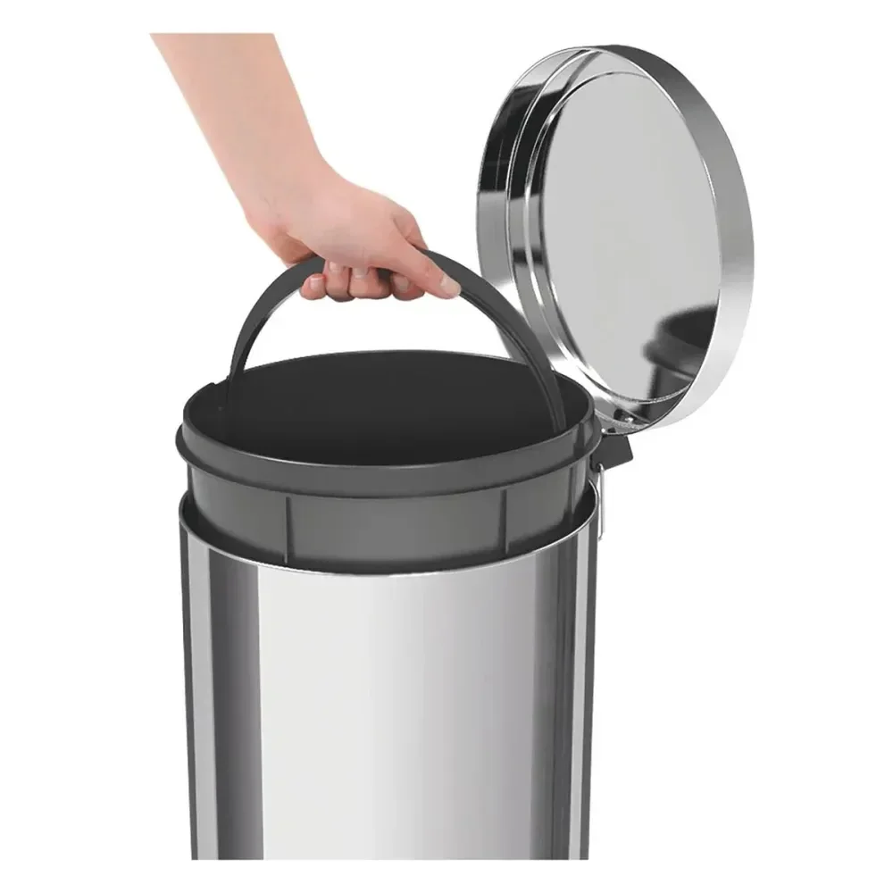 Lixeira Com Pedal Em Aço Inox Polido E Balde Interno 20 L Tramontina - Imagem 3