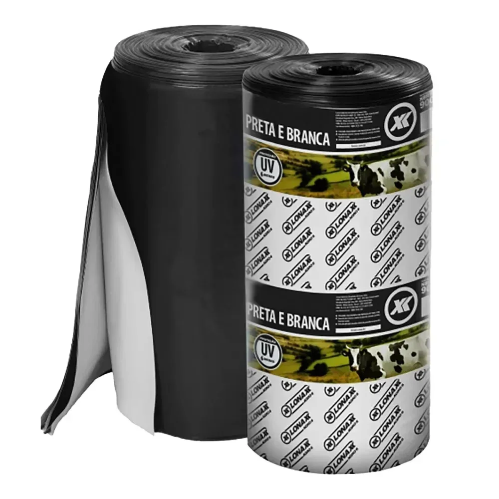 Lona Dupla-Face Preta e Branca 12x50m 150 Micras para Agro
