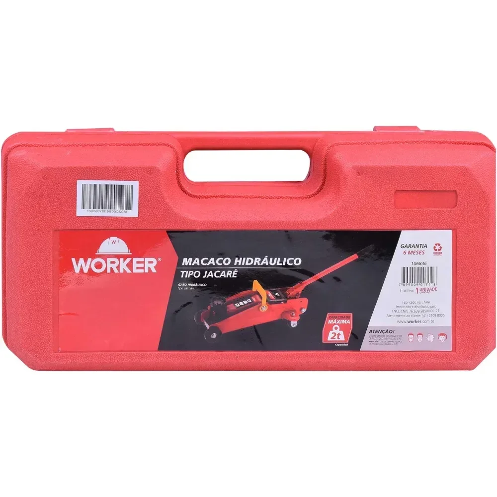 Macaco Hidráulico Jacaré 2T Com Maleta Plástica Worker - Imagem 5