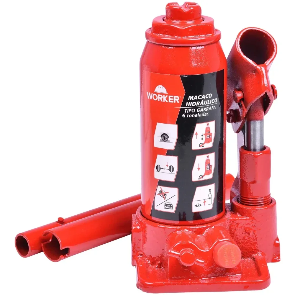 Macaco Hidráulico Tipo Garrafa 125Mm 6 Toneladas Worker - Imagem 3