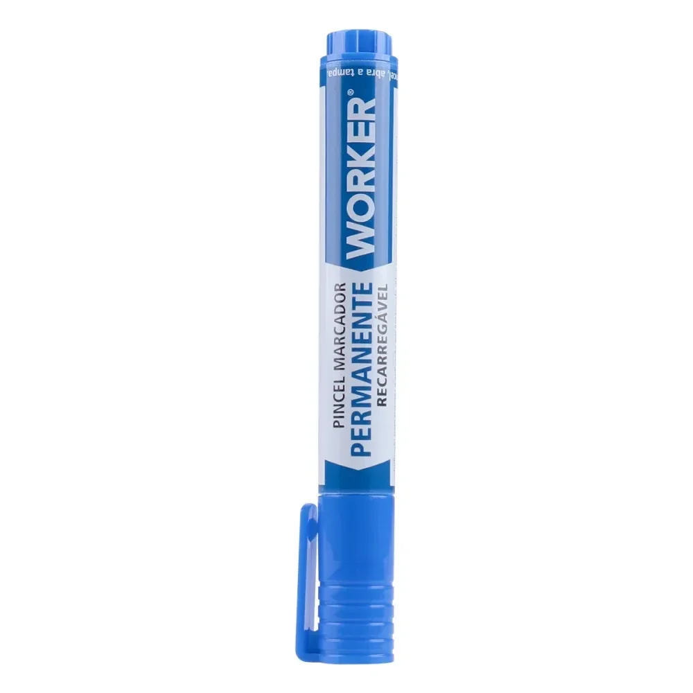 Marcador Permanente Recarregável Ponta Grossa Azul Worker - Imagem 4