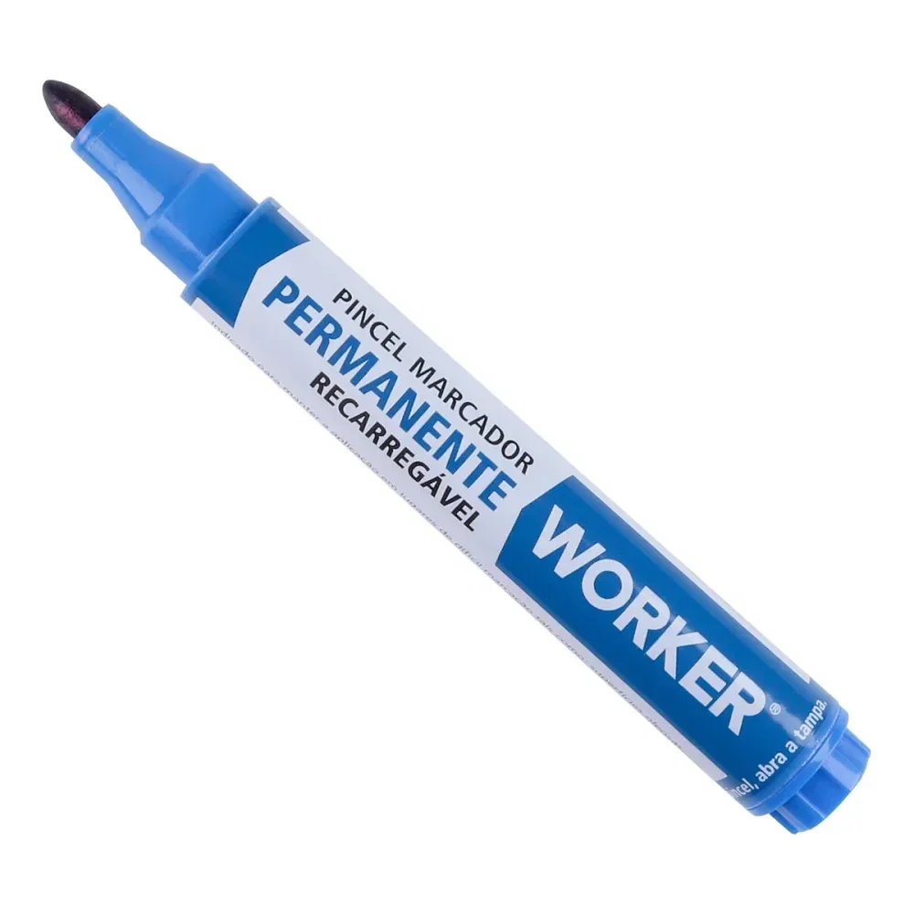 Marcador Permanente Recarregável Ponta Grossa Azul Worker - Imagem 5