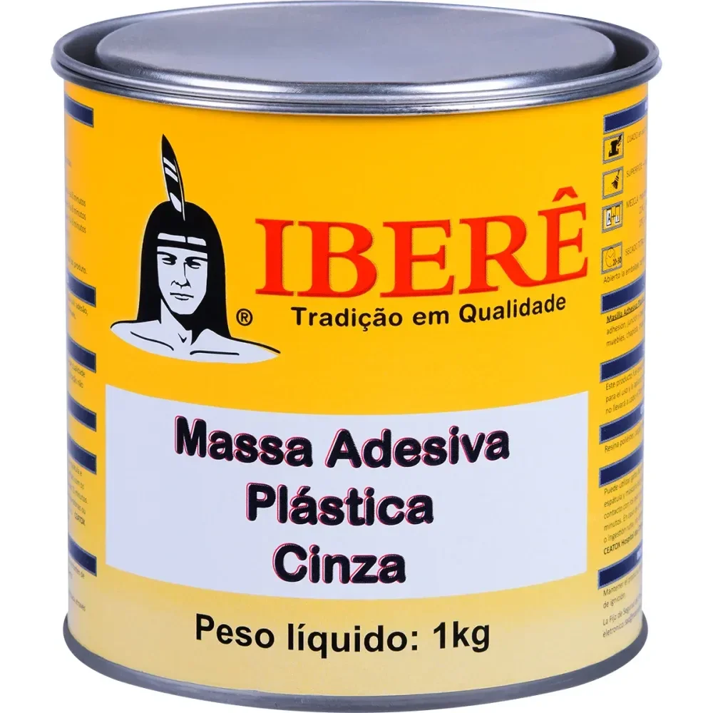 Massa Adesiva Plástica Cinza 1Kg Iberê - Imagem 2
