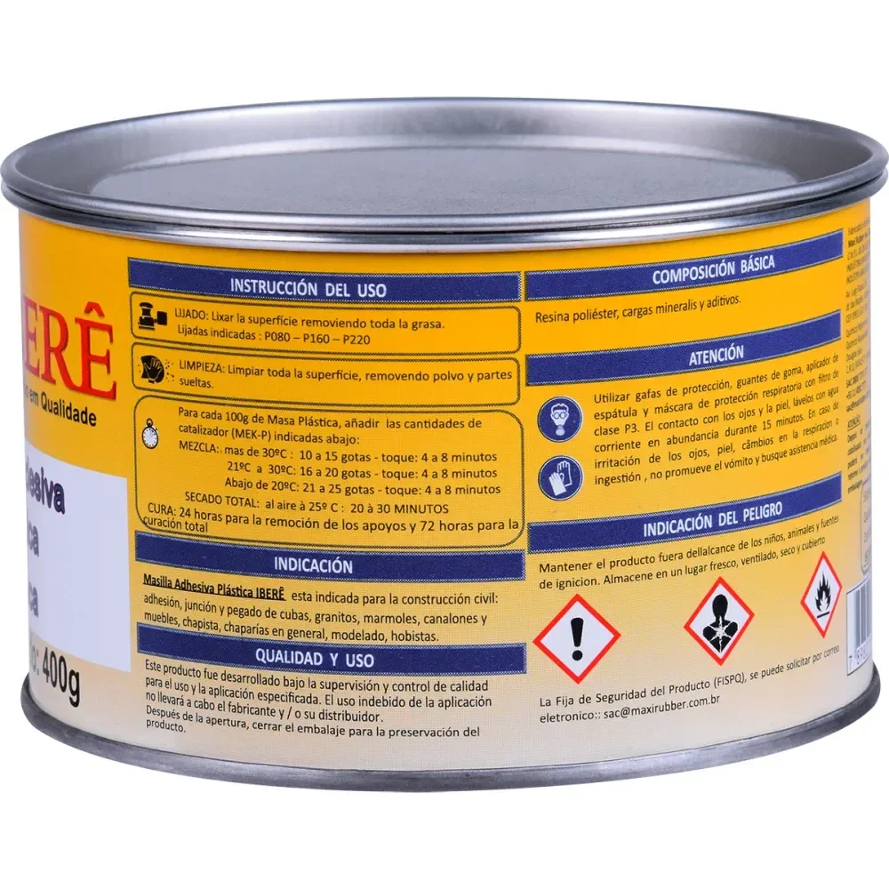 Massa Adesiva Plástica Cinza 400G Iberê - Imagem 3