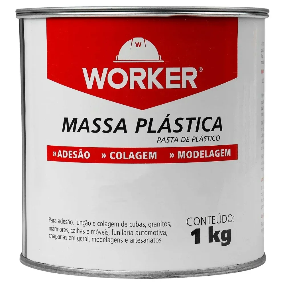 Massa Plástica Para Colagem 1Kg Cinza Worker - Imagem 2
