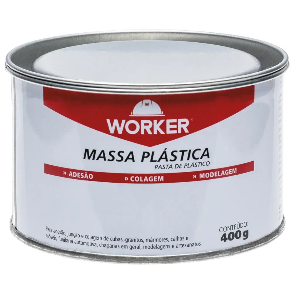 Massa Plástica Preta 400G Worker - Imagem 2