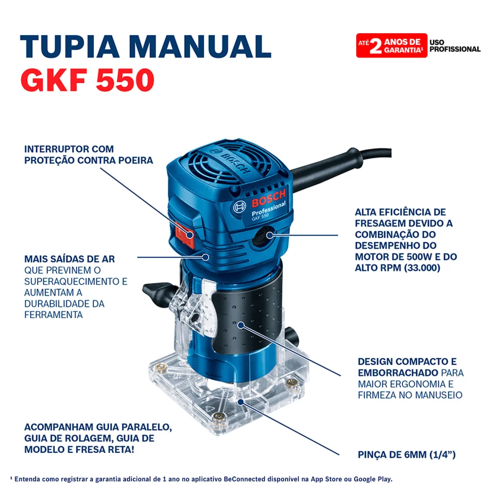 Mini Tupia Manual Gkf550 550W 127V Bosch - Imagem 6