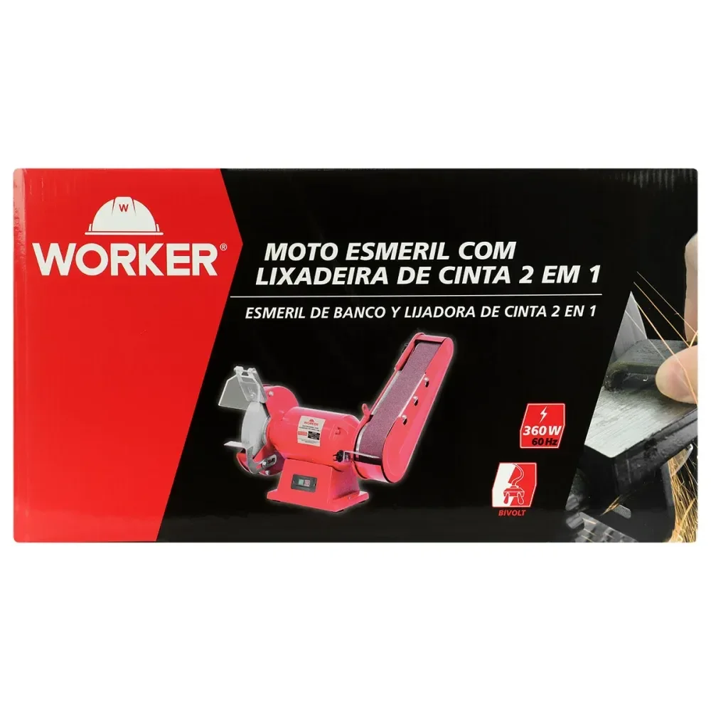 Moto Esmeril Com Lixadeira 3450Rpm Bivolt Worker - Imagem 6