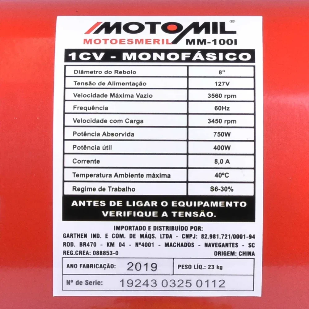 Moto Esmeril Profissional 1,0 Hp Mm100I Motomil - Imagem 5