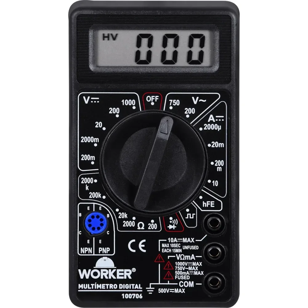 Multímetro Digital Com Display Lcd A Bateria Worker - Imagem 2