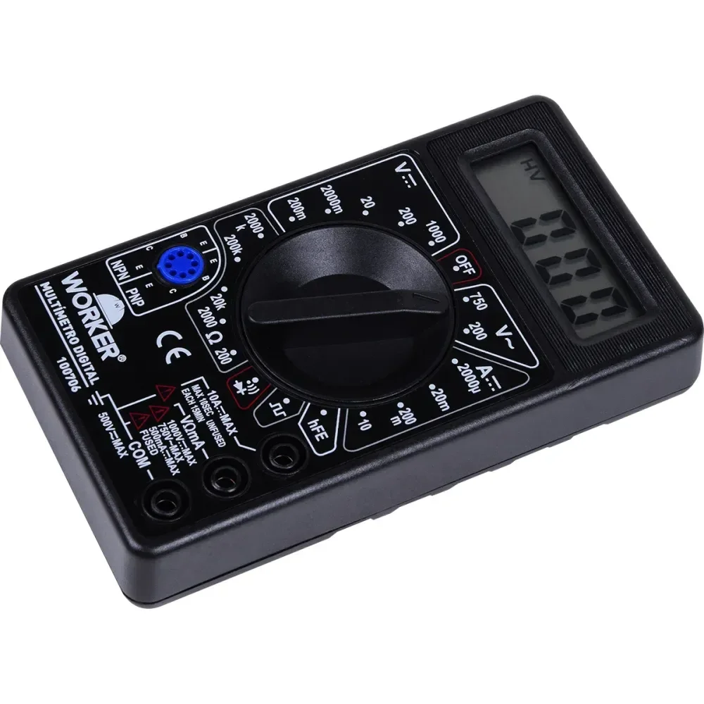 Multímetro Digital Com Display Lcd A Bateria Worker - Imagem 3