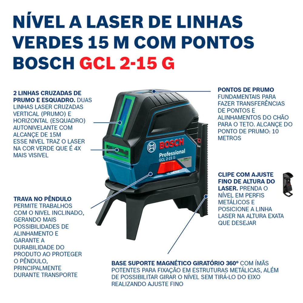 Nível A Laser Gcl 2-15G Verde 15M Bosch - Imagem 9