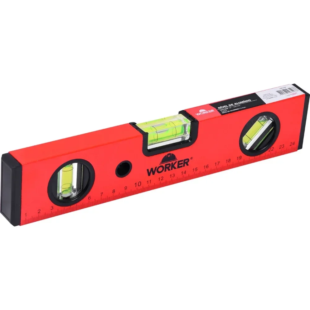 Nível De Alumínio 10 Tipo Box 2 Bolhas 250Mm Worker - Imagem 2