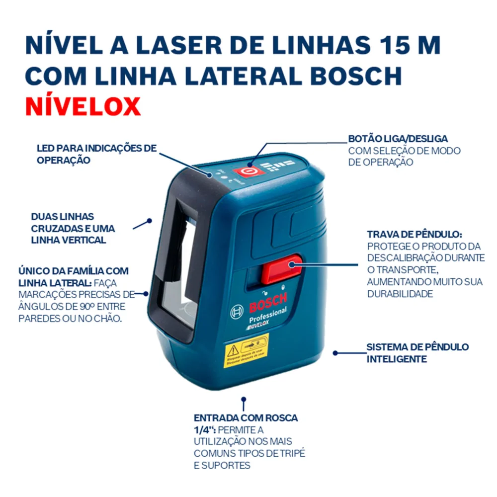 Nível Laser Nivelox Com Tripé Vermelho 635Nm 15M Bosch - Imagem 7
