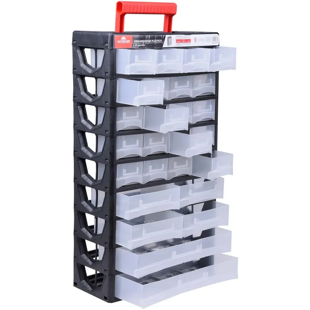 Organizador Plástico 26 Gavetas 31,5X14X56,5Cm Worker - Imagem 2
