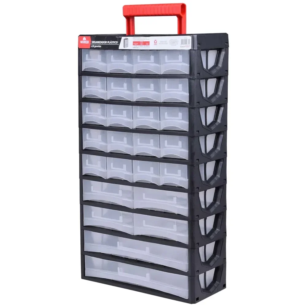 Organizador Plástico 26 Gavetas 31,5X14X56,5Cm Worker - Imagem 4