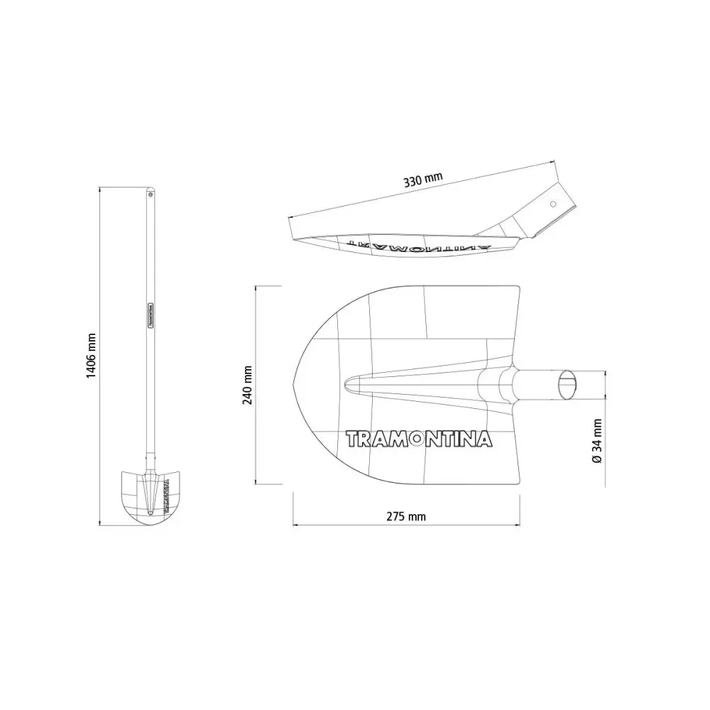 Pá Frankfurt 454/00 Com Cabo De Madeira 120Cm Tramontina - Imagem 2