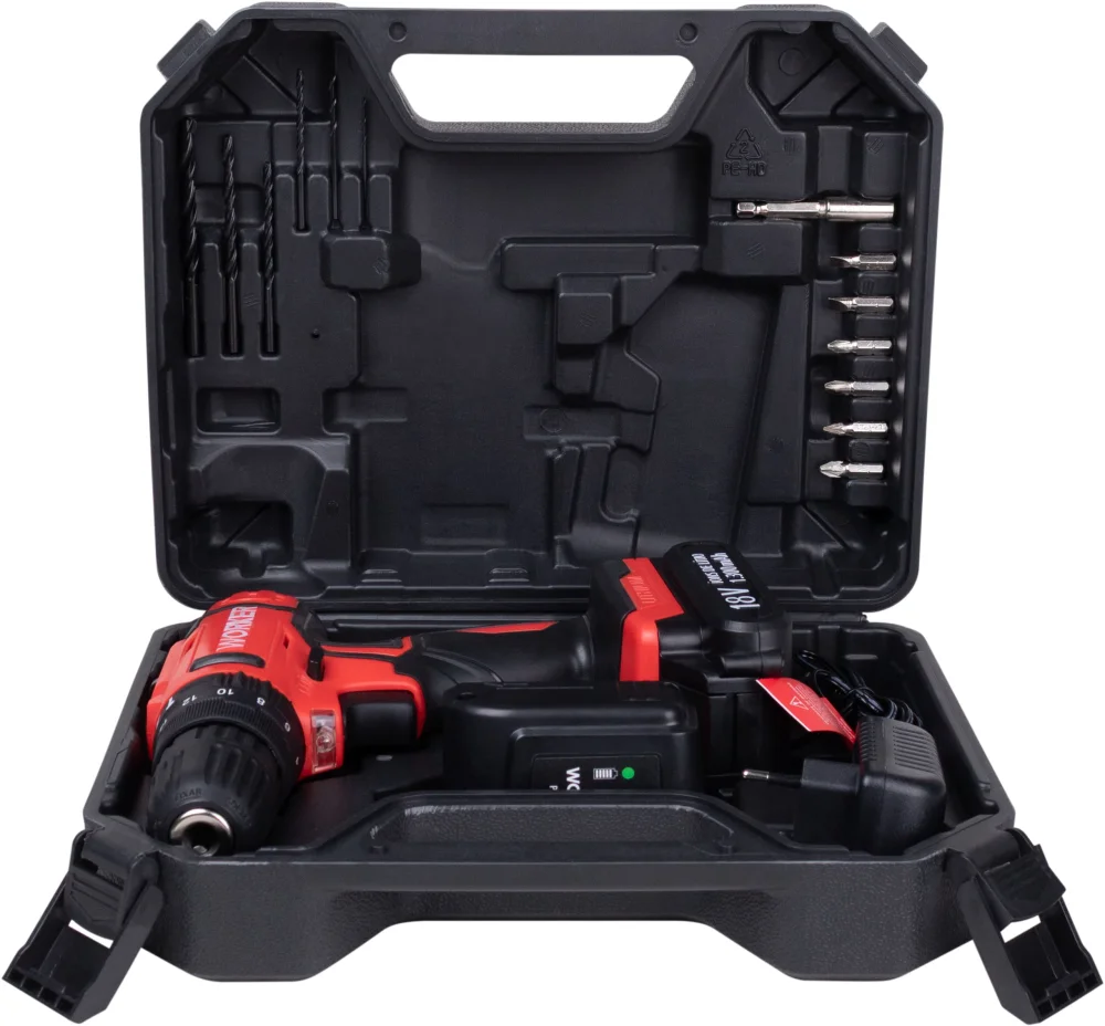 Parafusadeira 18V Impacto 1 Bat 13Pcs Worker - Imagem 9