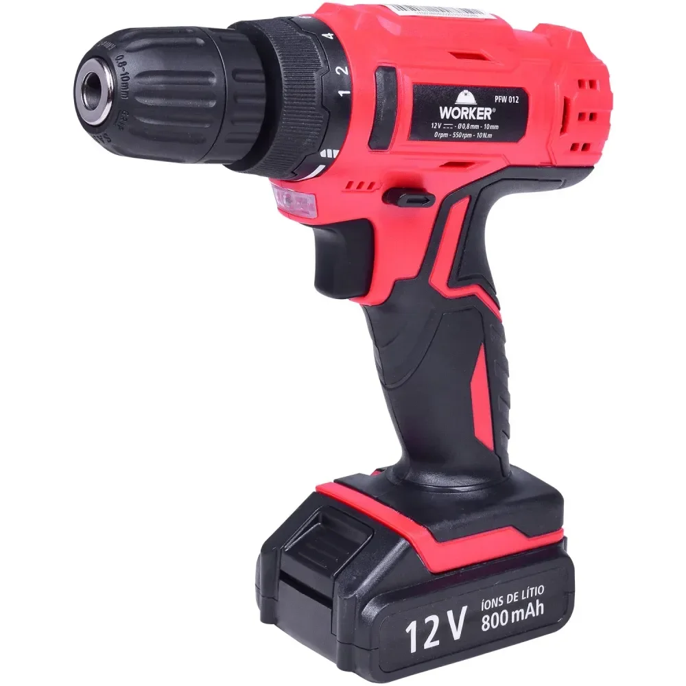 Parafusadeira Furadeira A Bateria 12V 1/32 52 Peç Worker - Imagem 2