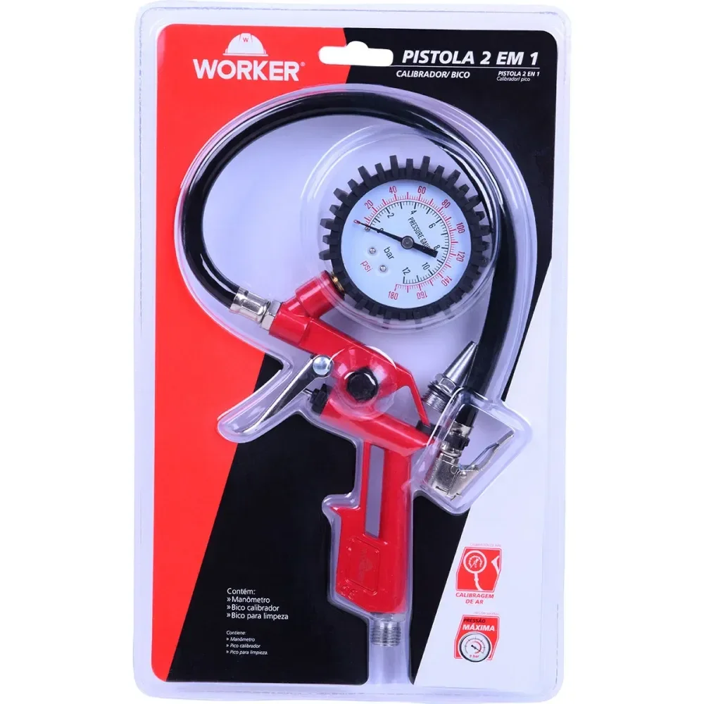 Pistola 2 Em 1 Calibrador / Bico De Limpeza Worker - Imagem 3