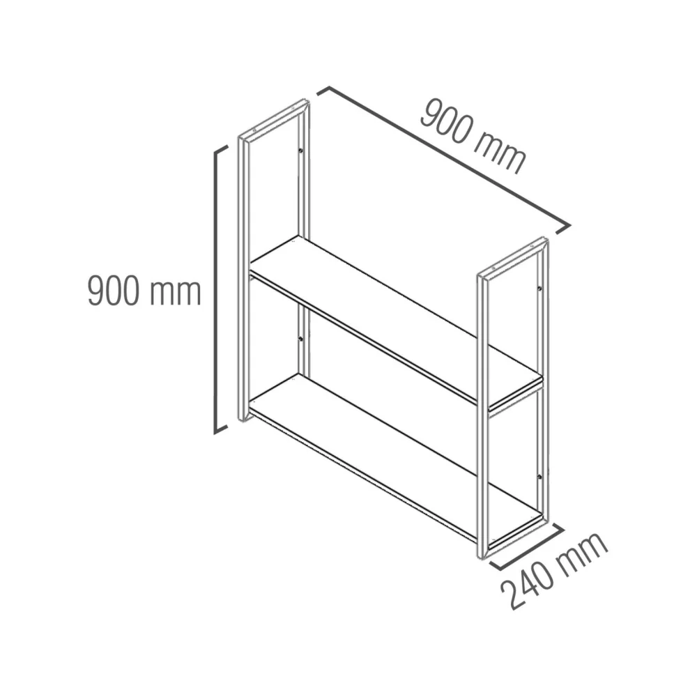 Prateleira Ind Preta 90X20 Kit 2 - Imagem 3