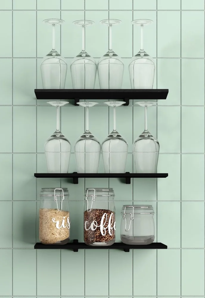 Prateleira Kit 3Peç Preto 20X40Cm Da Prat-K - Imagem 2