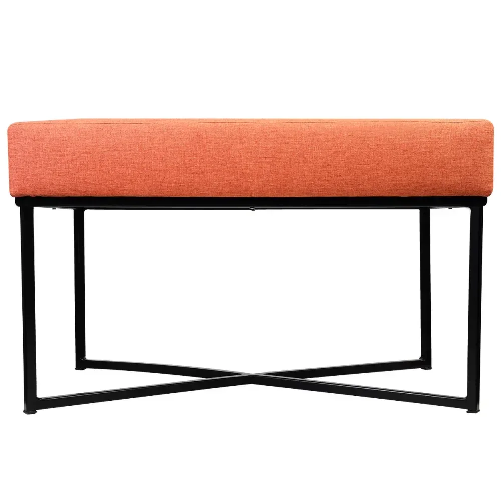 Puff Retangular Cor Tijolo Base Preta 72X36X39Cm Bhela Decor - Imagem 2