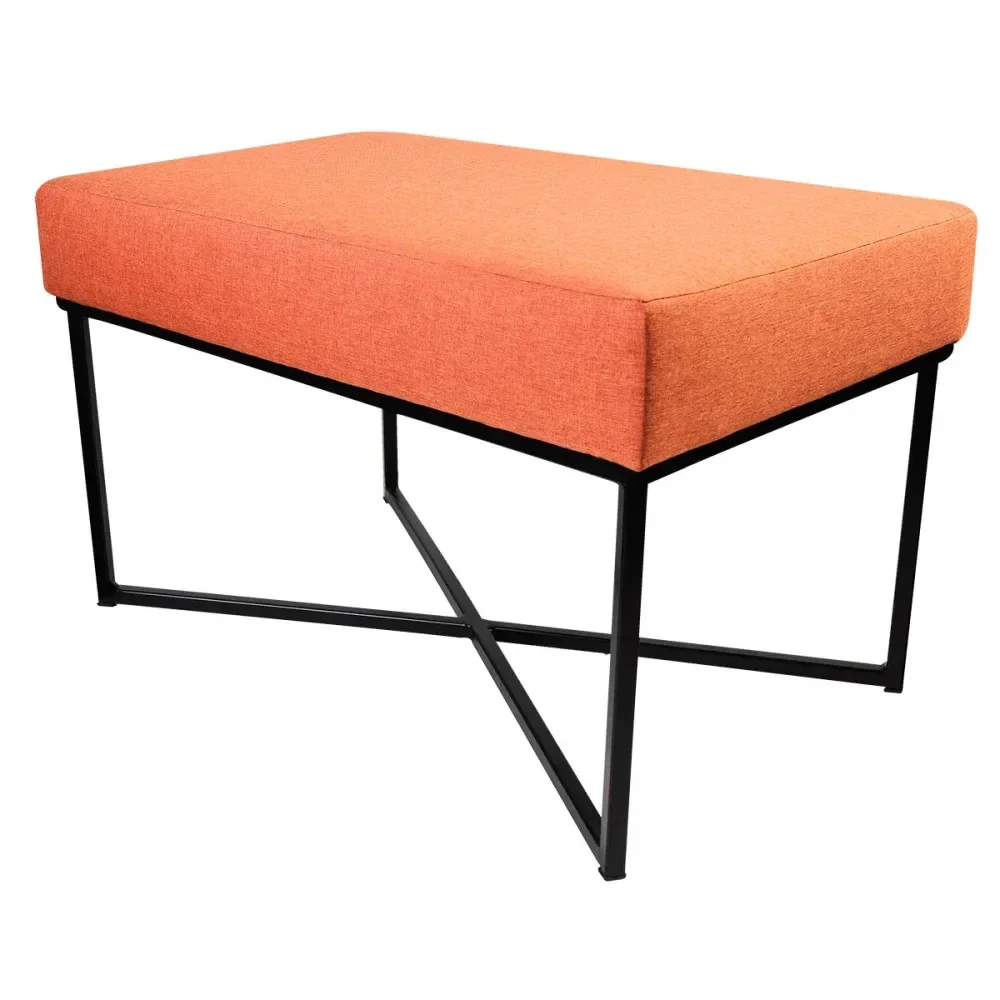 Puff Retangular Cor Tijolo Base Preta 72X36X39Cm Bhela Decor - Imagem 3