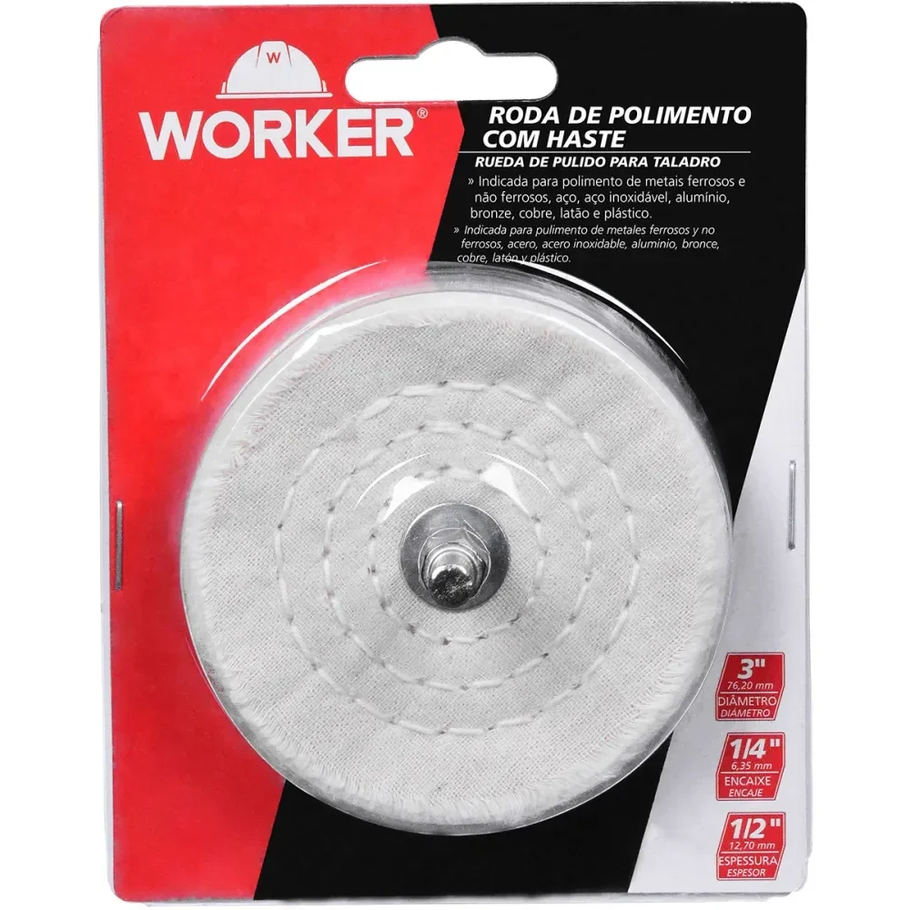 Roda De Polimento 3 Com Haste 1/4 Worker - Imagem 2