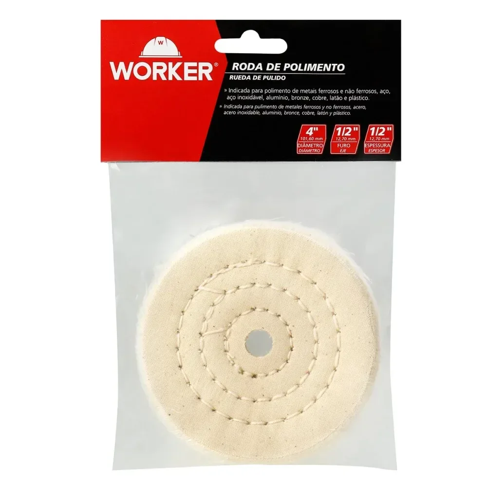 Roda De Polimento Em Algodão 6 4500 Rpm Worker - Imagem 2