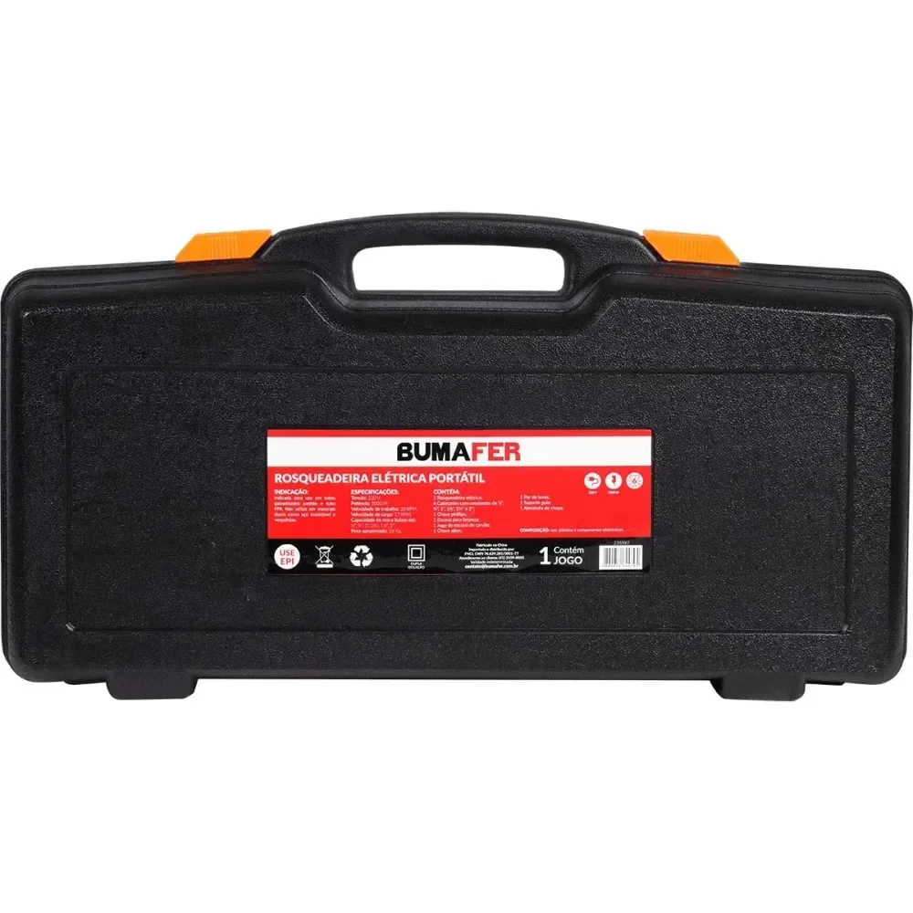 Rosqueadeira Elétrica Rosca Bspt 1/2 A 2 2000W 220V Bumafer - Imagem 5