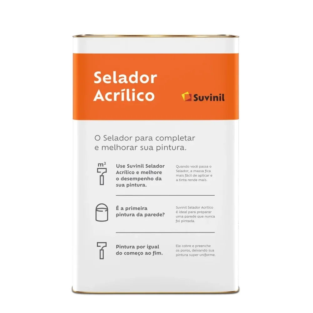 Selador Acrílico Para Alvenaria Branco 18L Suvinil - Imagem 2