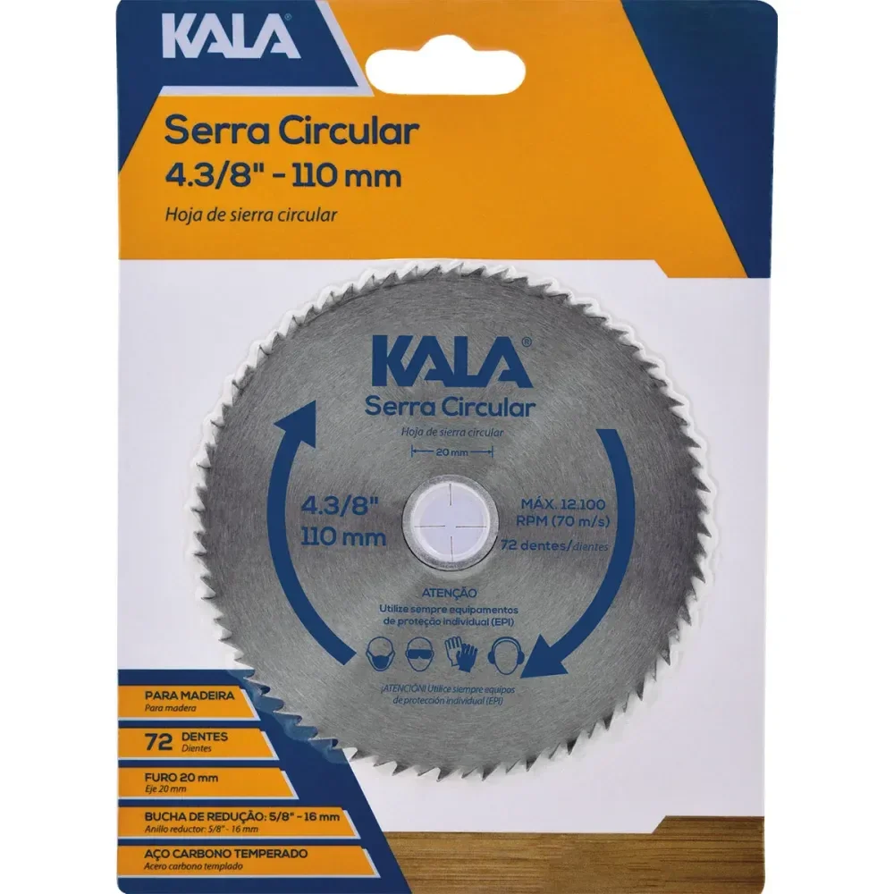 Serra Circular Para Madeira 110Mm X 20Mm Com 72 Dentes Kala - Imagem 2