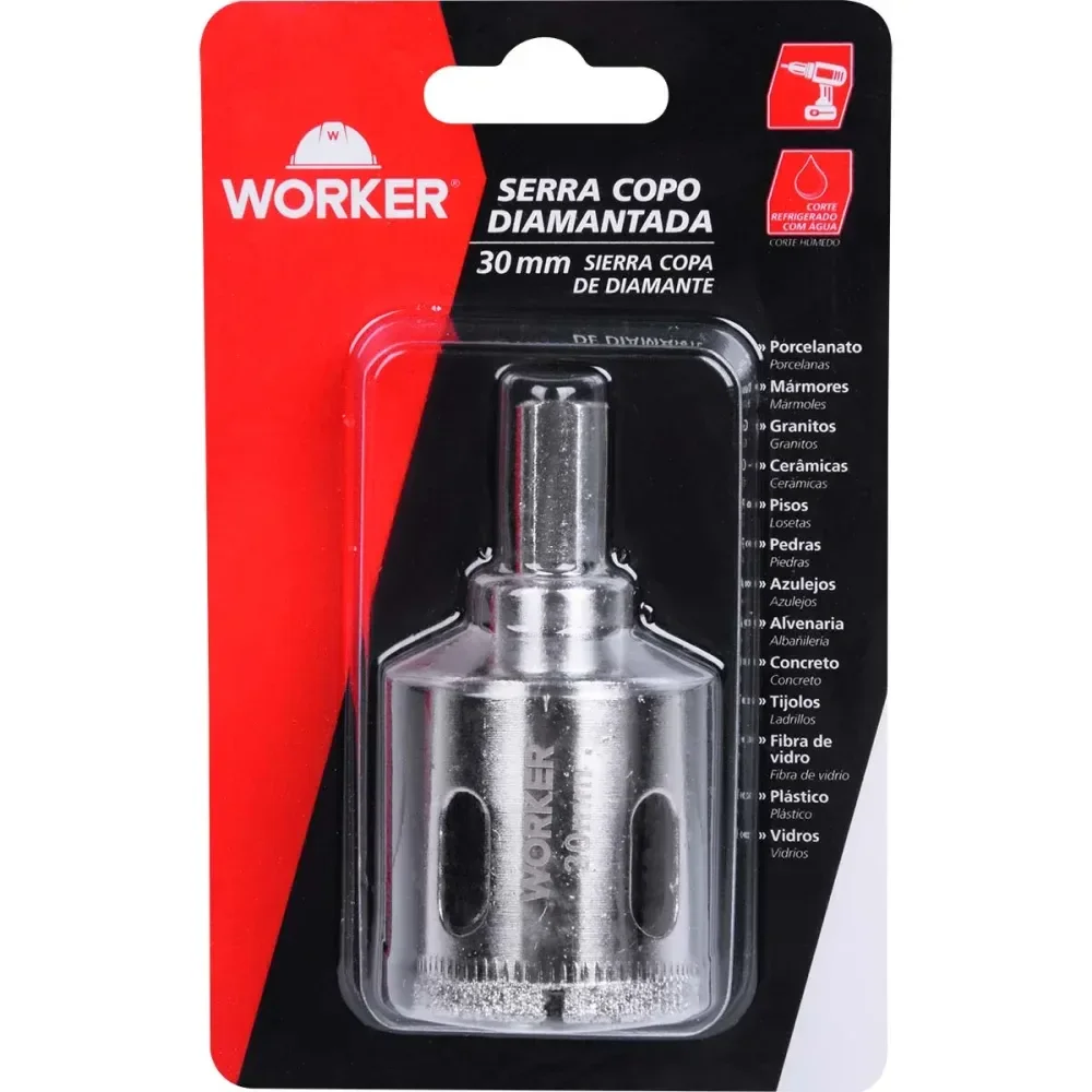 Serra Copo Diamantada Para Porcelanato Triangular 30Mm Worker - Imagem 6