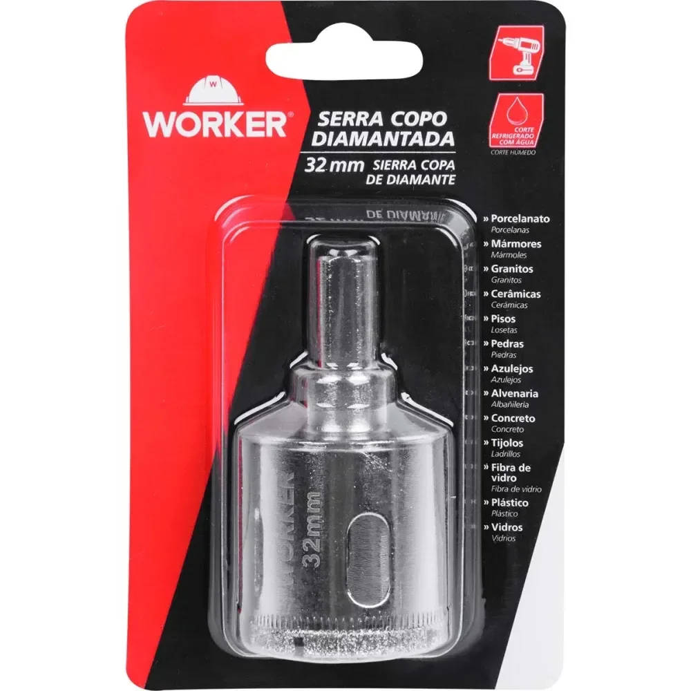 Serra Copo Diamantada Para Porcelanato Triangular 32Mm Worker - Imagem 6