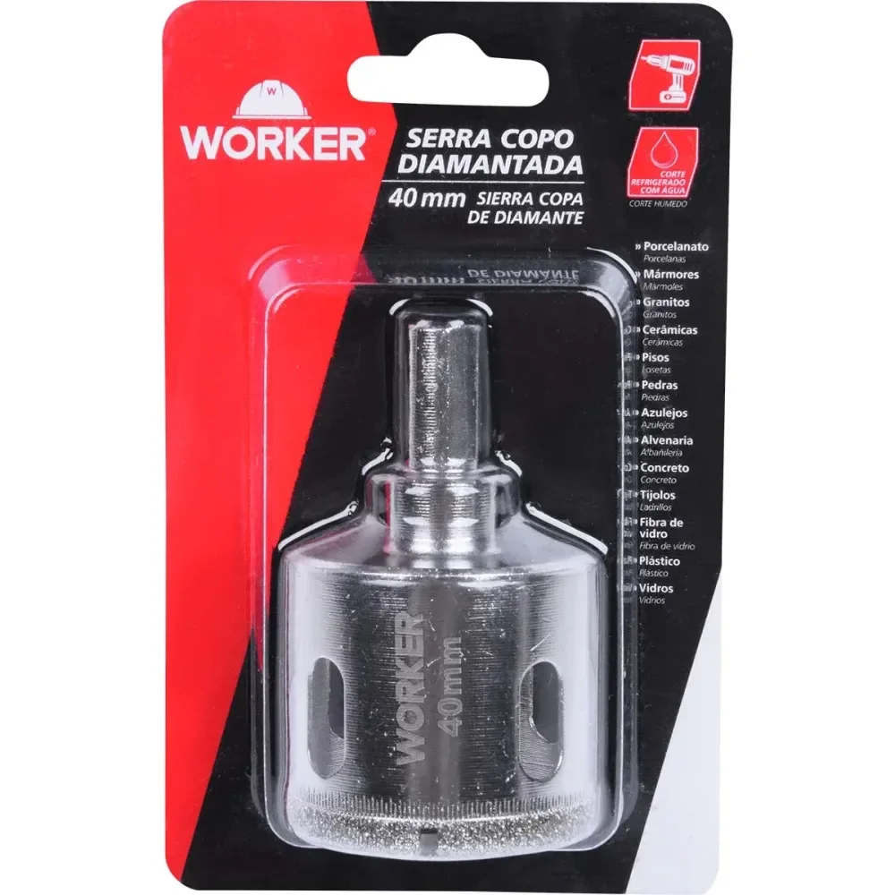 Serra Copo Diamantada Para Porcelanato Triangular 40Mm Worker - Imagem 6