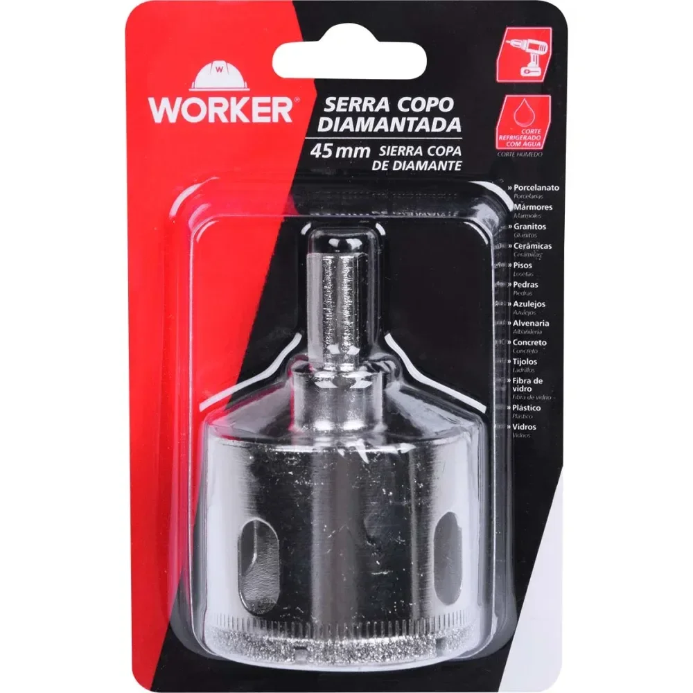 Serra Copo Diamantada Para Porcelanato Triangular 45Mm Worker - Imagem 6