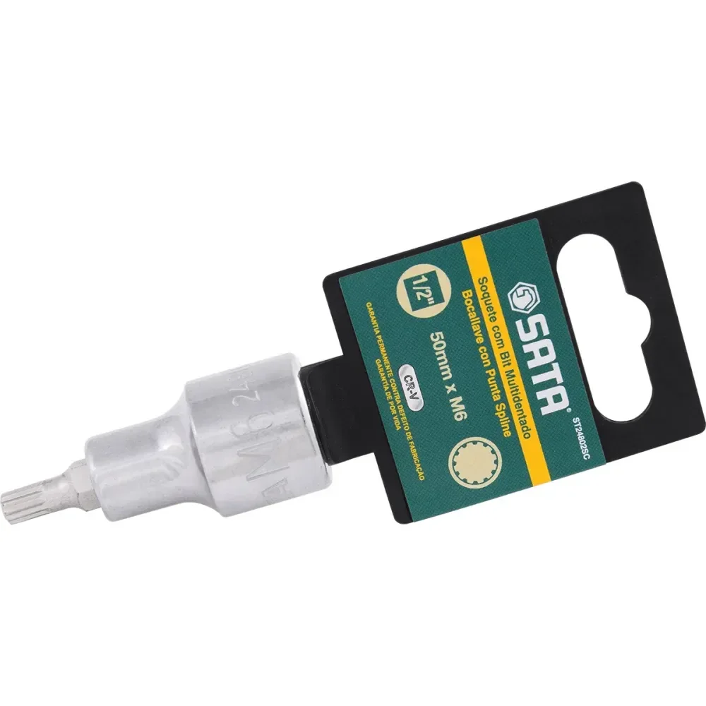 Soquete Bit Multidentado Niquelado S2+ 1/2 50Mm St24802Sc Sata - Imagem 5