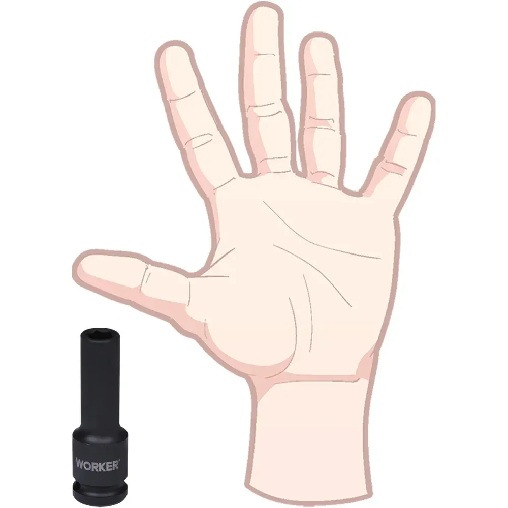 Soquete Sextavado De Impacto Longo Encaixe 1/2 10Mm Worker - Imagem 5