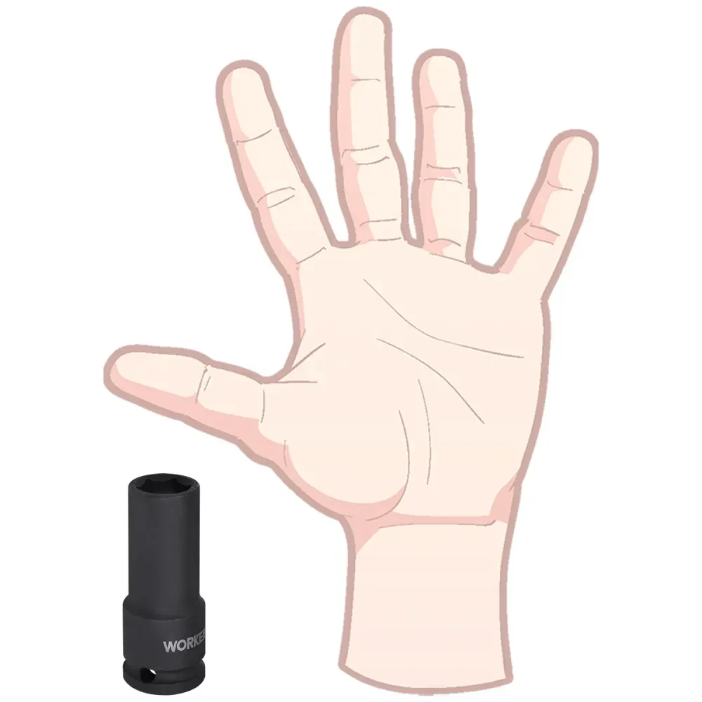 Soquete Sextavado De Impacto Longo Encaixe 1/2 12Mm Worker - Imagem 5