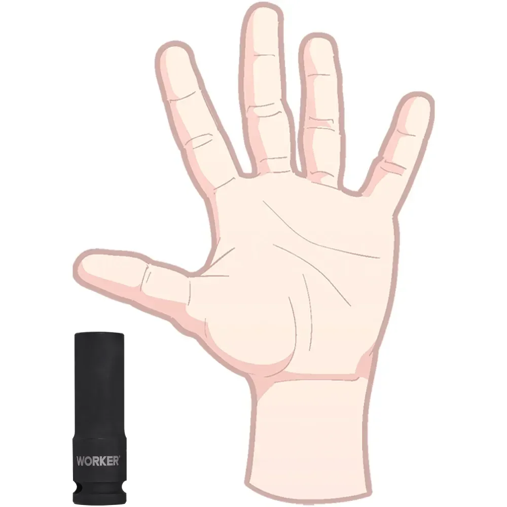 Soquete Sextavado De Impacto Longo Encaixe 1/2 16Mm Worker - Imagem 6