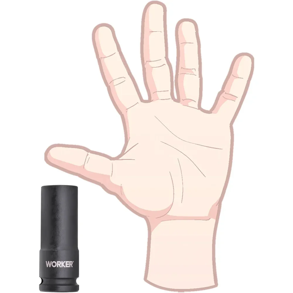 Soquete Sextavado De Impacto Longo Encaixe 1/2 18Mm Worker - Imagem 6