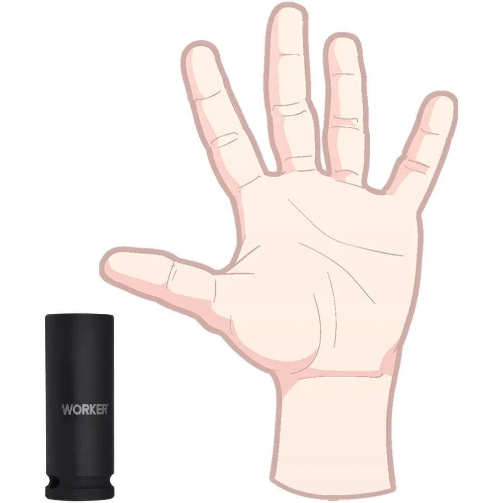 Soquete Sextavado De Impacto Longo Encaixe 1/2 21Mm Worker - Imagem 6