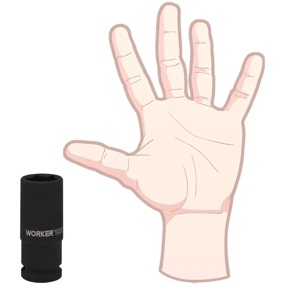 Soquete Sextavado De Impacto Longo Encaixe 1/2 22Mm Worker - Imagem 6