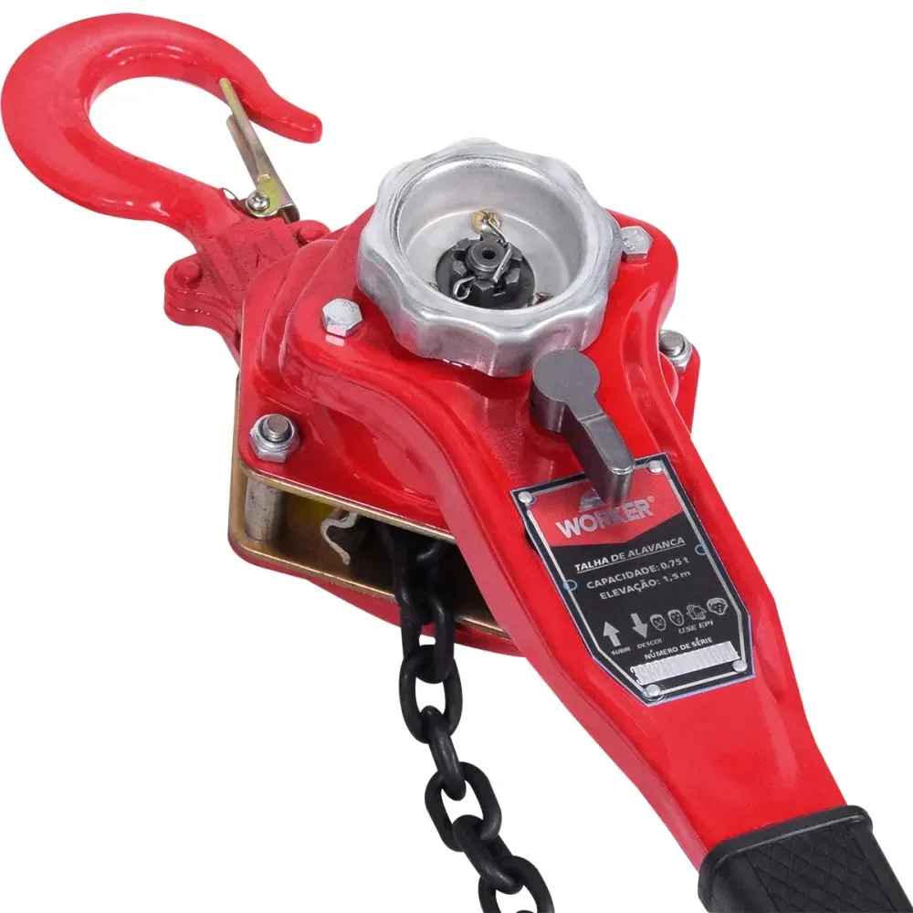 Talha Manual Alavanca Com Gancho Forjado 0,75T X 1,5M Worker - Imagem 3