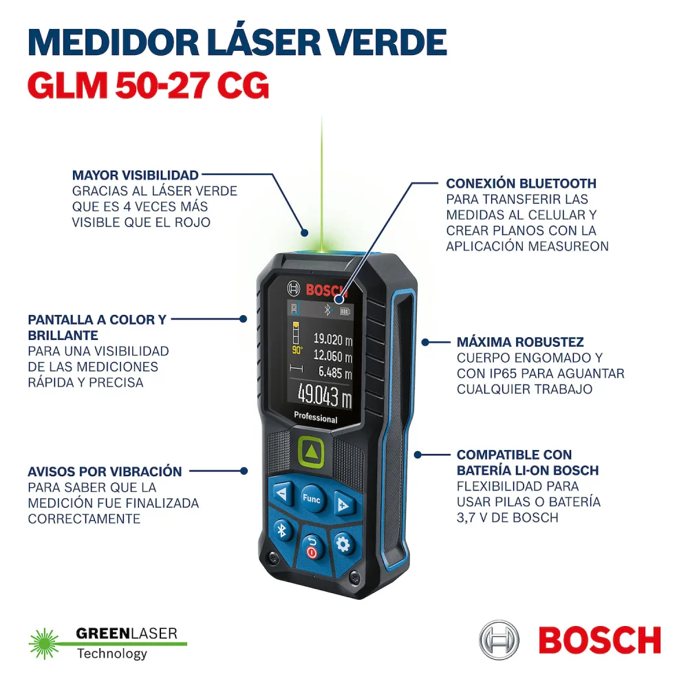 Trena A Laser Verde De Distância Glm 50-27 Cg Bosch - Imagem 6