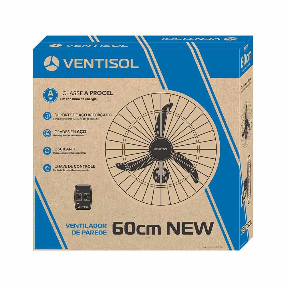 Ventilador De Parede Profissional New 60Cm Preto Ventisol - Imagem 5
