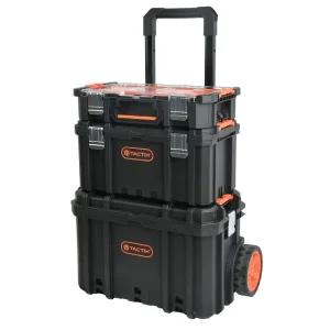 Caixa de Ferramentas Modular Plástica Com Carrinho 3 em 1 Tactix